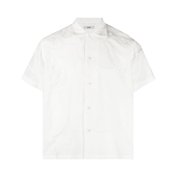 Bode Sheer Rickrack Short-Sleeve Shirt "White"