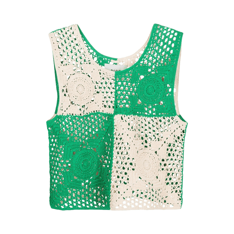 Bode Duotone Crochet Tank "Green/Cream"