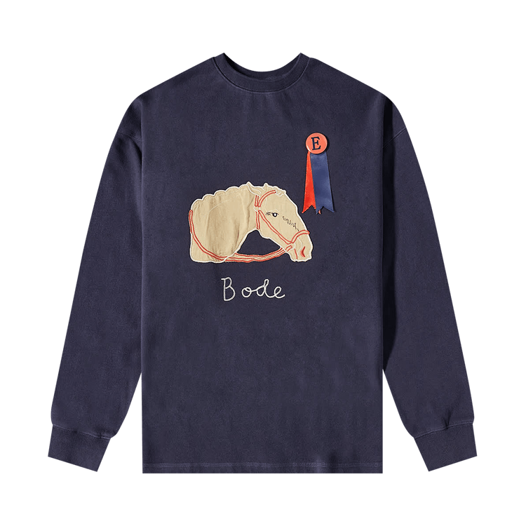 Bode Pony Appliqué Crewneck "Midnight"