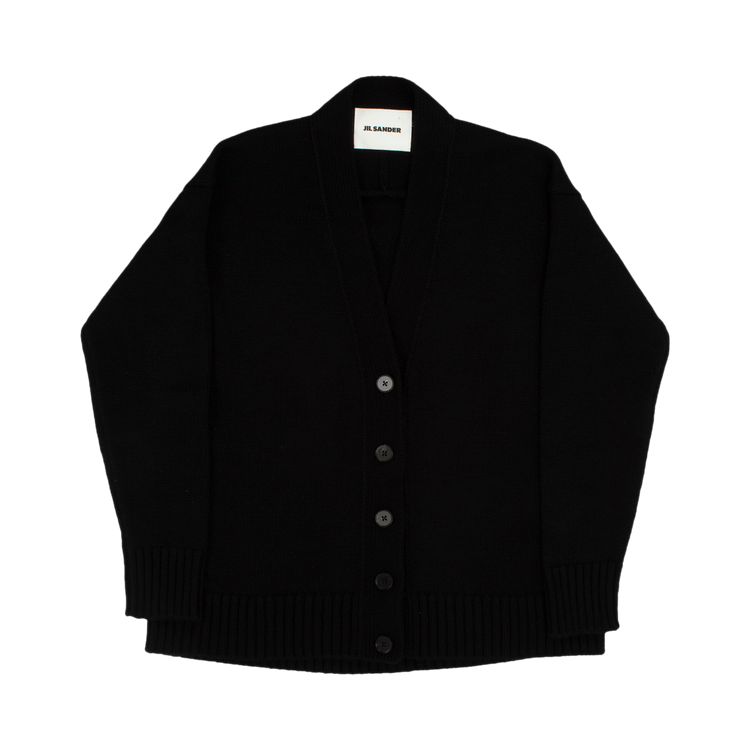 Jil Sander Classic Chunky Cashmere Blend Cardigan "Black"