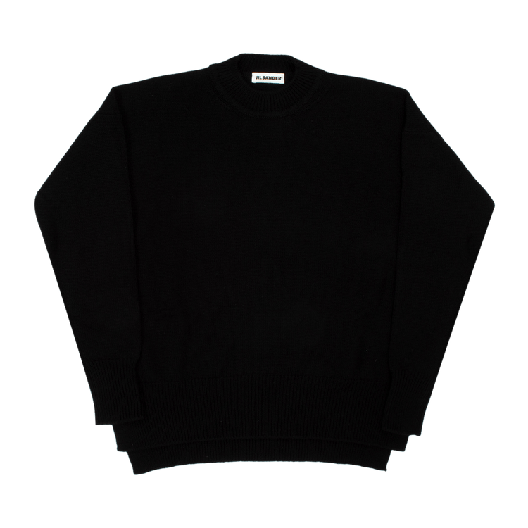 Jil Sander Cashmere Boyfriend Fit Long-Sleeve Jumper With Side Slits "Black"