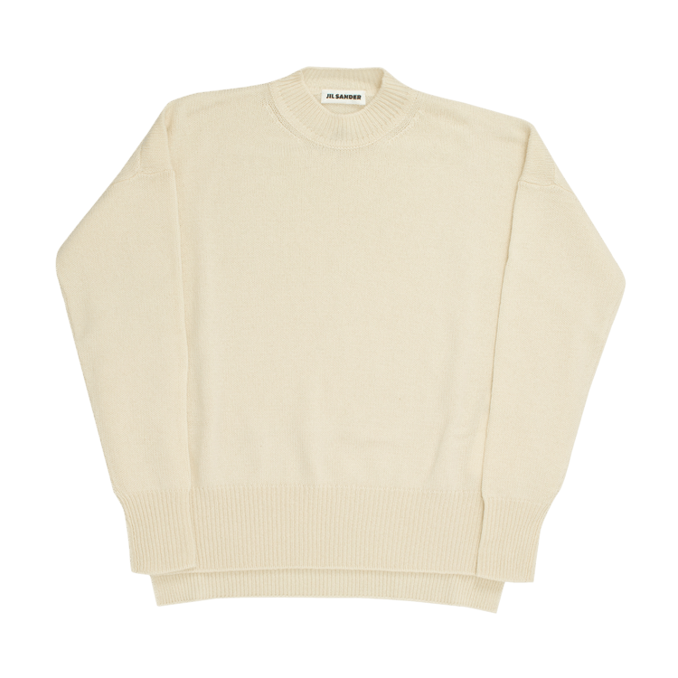 Jil Sander Cashmere Boyfriend Fit Long-Sleeve Jumper With Side Slits "Natural"