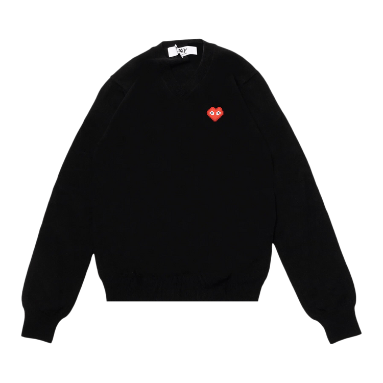 Comme des Garçons PLAY Heart V Neck Pullover "Black"
