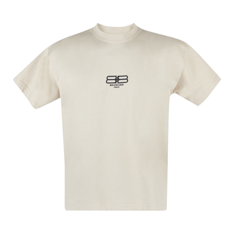 Balenciaga BB Center Logo Tee "Beige/Black"