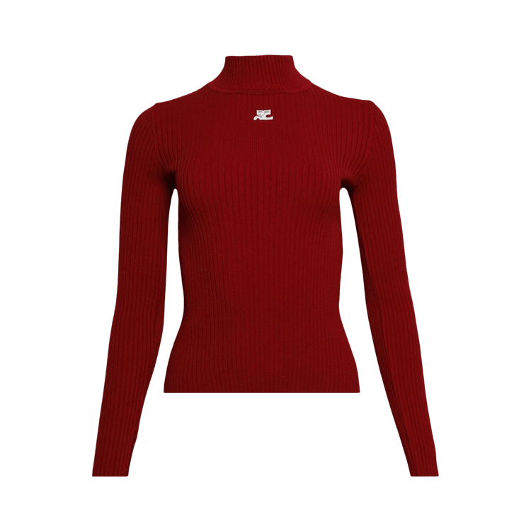 Courrèges Mockneck Rib Knit Sweater "Red"