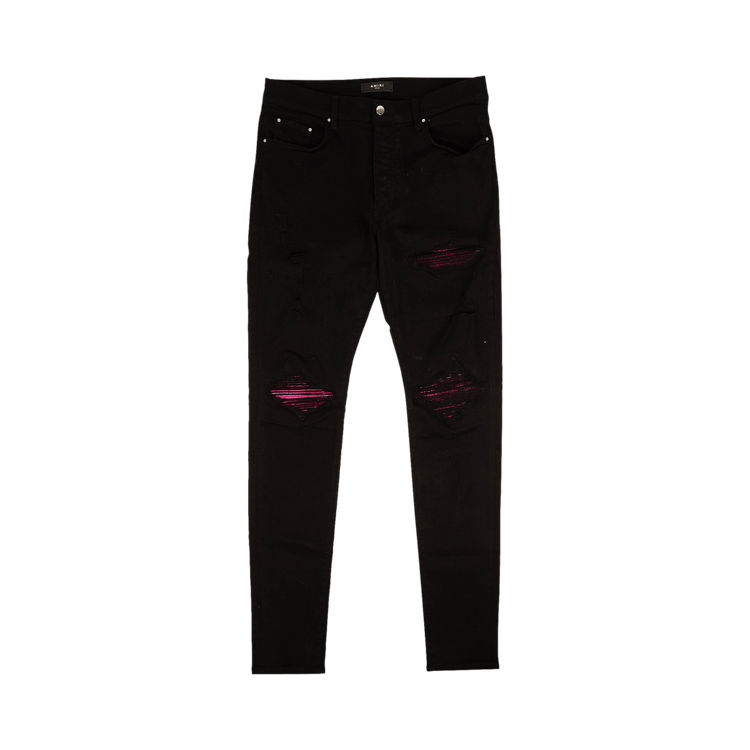 Amiri MX1 Cracked Distressed Jeans "Black/Pink"