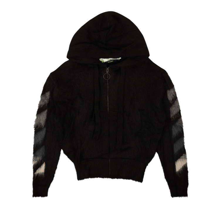 Off-White Brushed Mohair Zip Hoodie "Black"