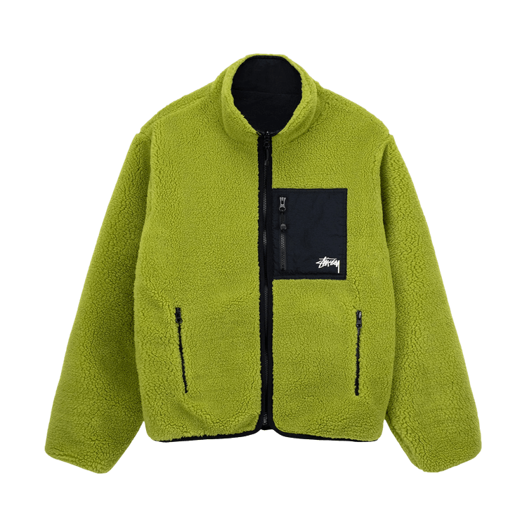 Stussy Sherpa Reversible Jacket "Moss Green"