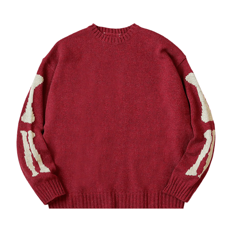 Kapital 5G Wool Bone Crew Sweater "Red"