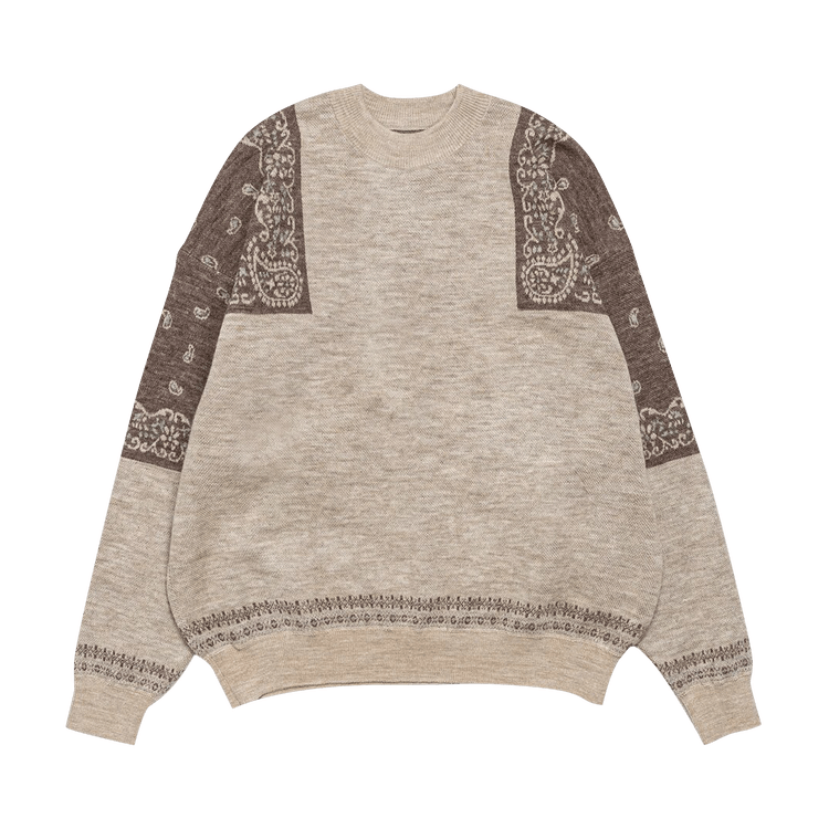 Kapital 12G Wool Bandana Crew Sweater "Brown"