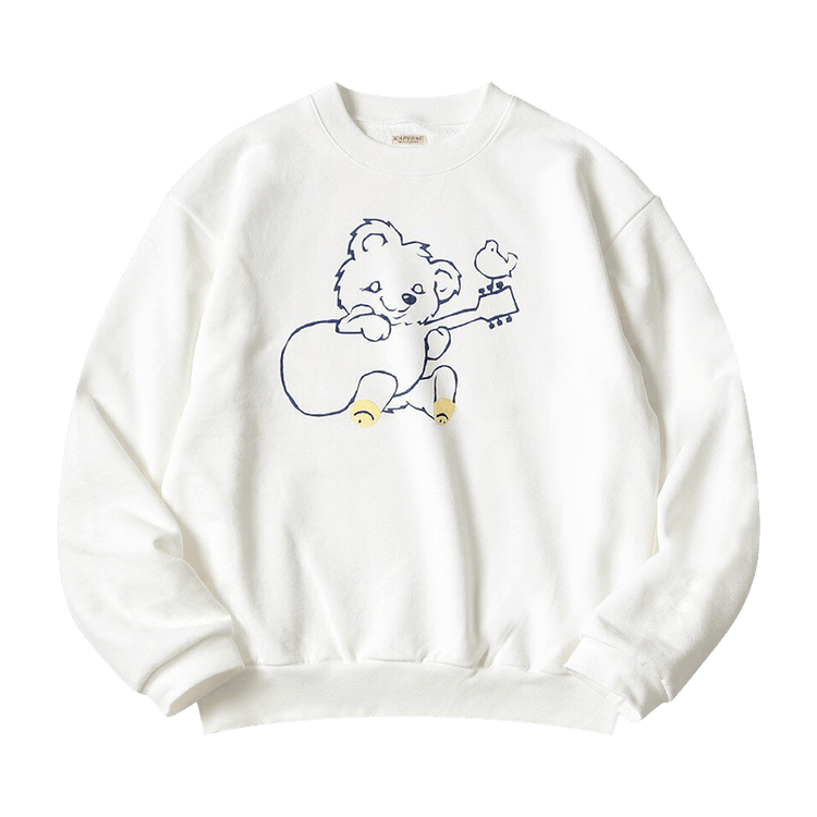 Kapital Eco Sweat Knit Crew Sweat (Little Bear & Harmoney) "White"