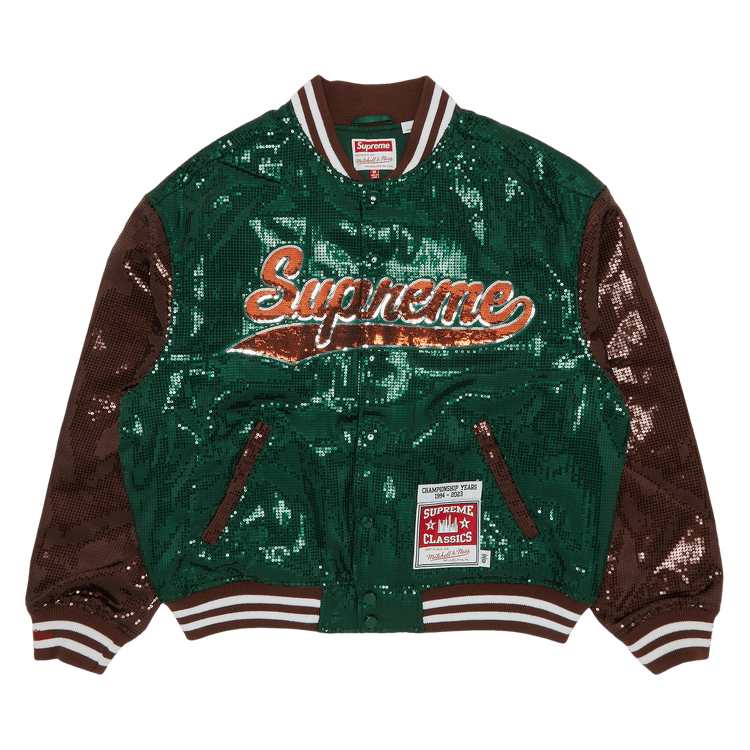 Supreme x Mitchell & Ness Sequin Varsity Jacket "Green"