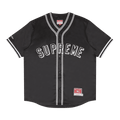 Supreme x Mitchell & Ness Satin Baseball Jersey "Black"