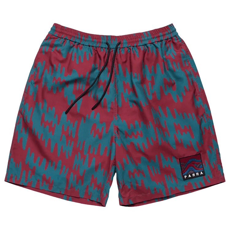 Parra Tremor Pattern Swim Shorts "Deep Red"