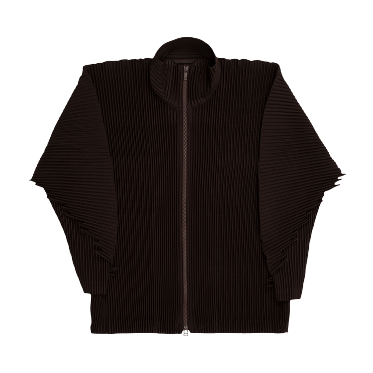 Issey Miyake Serrate Zip Up Cardigan "Brown"