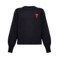 Ami Small A Heart Crew Knit "Black/Red"