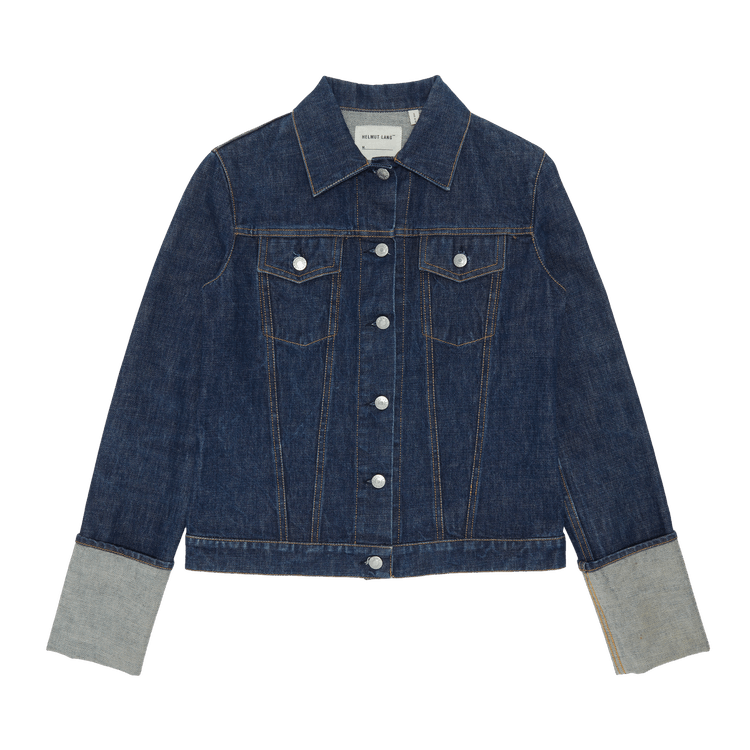 Vintage Helmut Lang 2 Pocket Turn Up Sleeve Raw Denim Jacket "Blue"