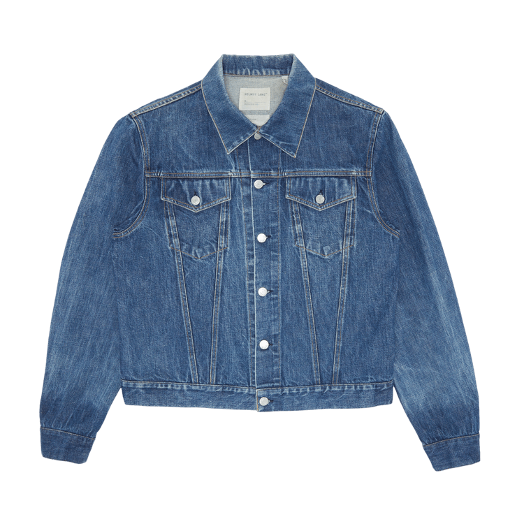 Vintage Helmut Lang 2 Pocket Broken Classic Raw Denim Jacket "Blue"
