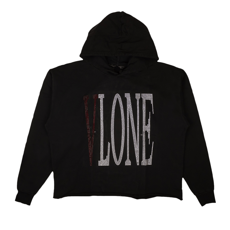 Vlone Rhinestone Logo Pullover Hoodie Sweatshirt "Black"