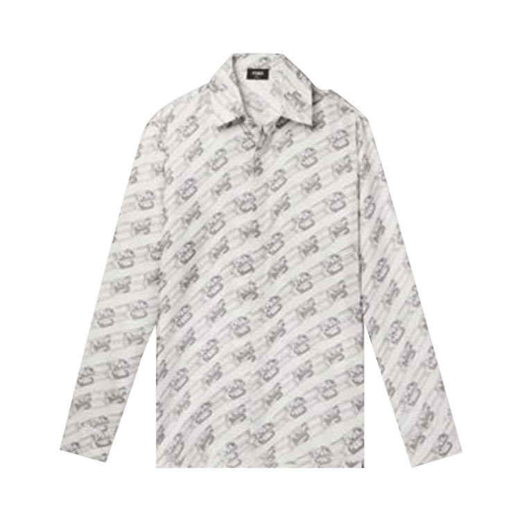 Fendi Logo Print Silk Shirt "Gesso"