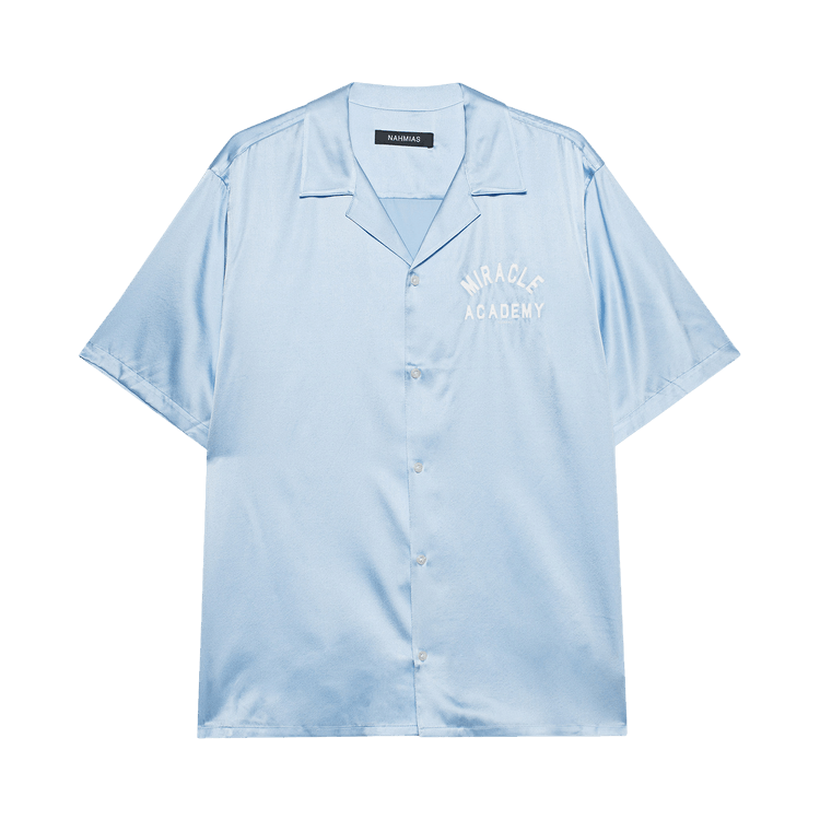 Nahmias Miracle Academy Silk Short-Sleeve Button Down "Light Blue"
