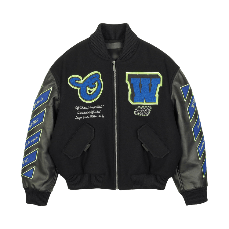 Off-White Hammer Leather Over Bomber "Black/Blue"