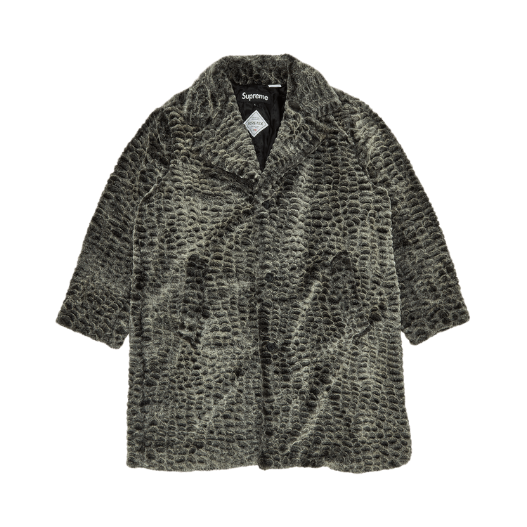 Supreme Croc Faux Fur Overcoat "Black"