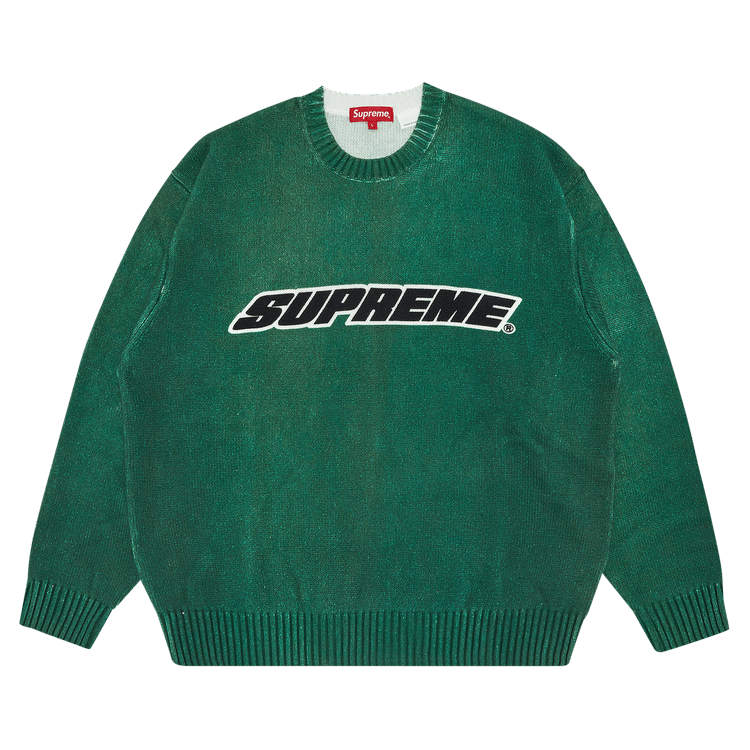 Supreme Printed Washed Sweater "Olive"
