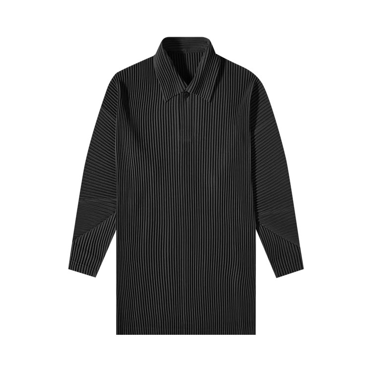 Homme Plissé Issey Miyake Pleated Long-Sleeve Polo "Black"