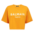 Balmain Logo Print Cropped T-Shirt "Orange"