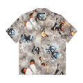 Nahmias Butterfly Silk Short-Sleeve Button Down Shirt "Grey"