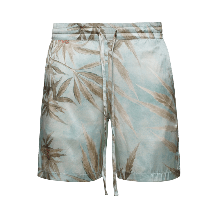 Nahmias Hawaiian print Silk Shorts "Ice Blue/Multicolor"