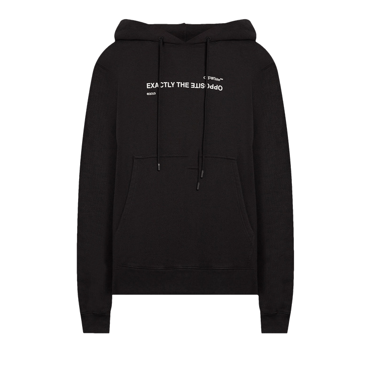 Off-White Slogan Print Drawstring Hoodie "Black White"