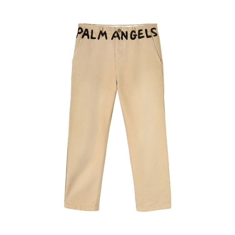 Palm Angels Seasonal Logo Pants "Beige/Black"
