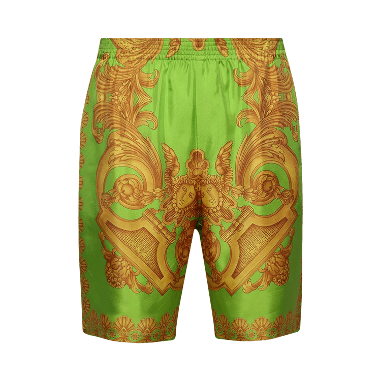Versace Barocco 660 Silk Shorts "Lime/Gold"