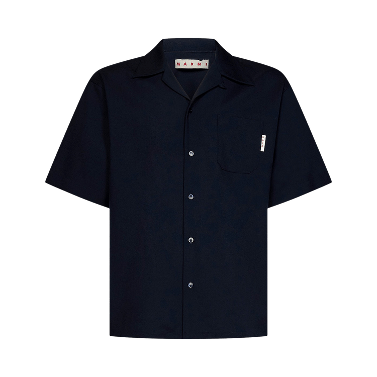 Marni Tropical Wool Bowling Shirt "Blublack"