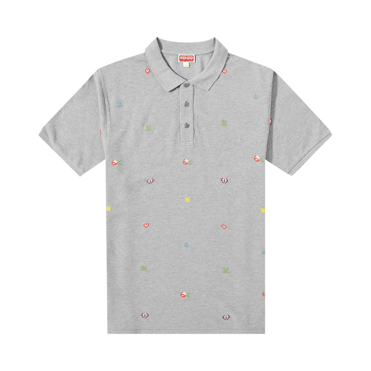 Kenzo Pixel Slim Polo "Pearl Grey"