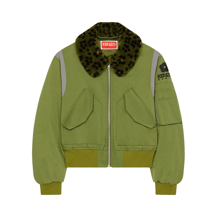 Kenzo Hana Leopard Bomber Jacket "Khaki"