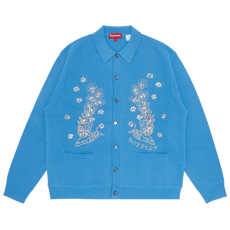 Supreme Beaded Appliqué Cardigan "Bright Blue"