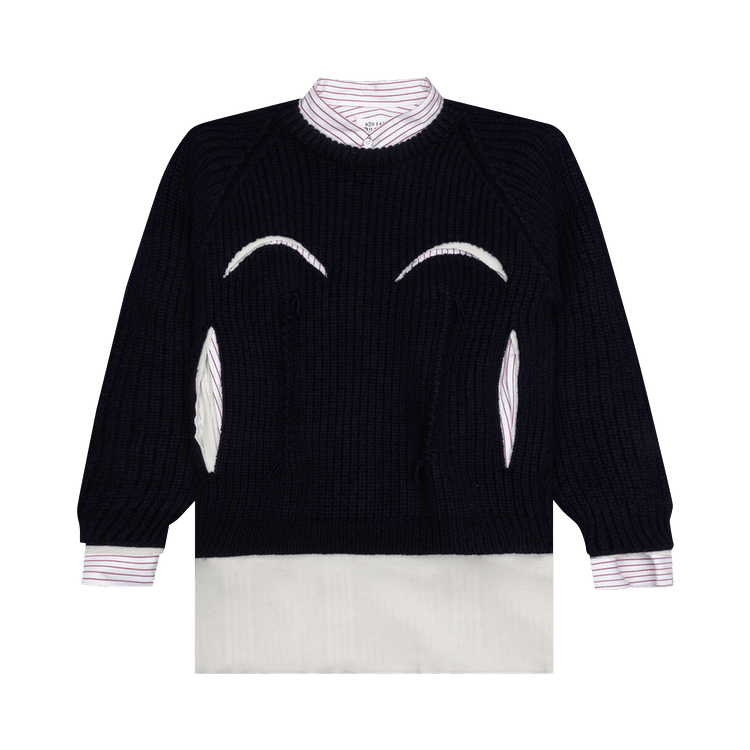 Maison Margiela Cut Out Detail Ribbed Jumper "White/Midnight"