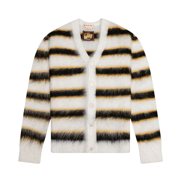 Marni Mohair And Wool Blend Cardigan "Lily/White"