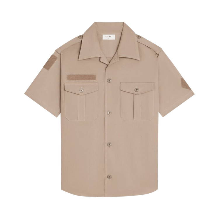 CELINE Short-Sleeve Woven Shirt "Beige"