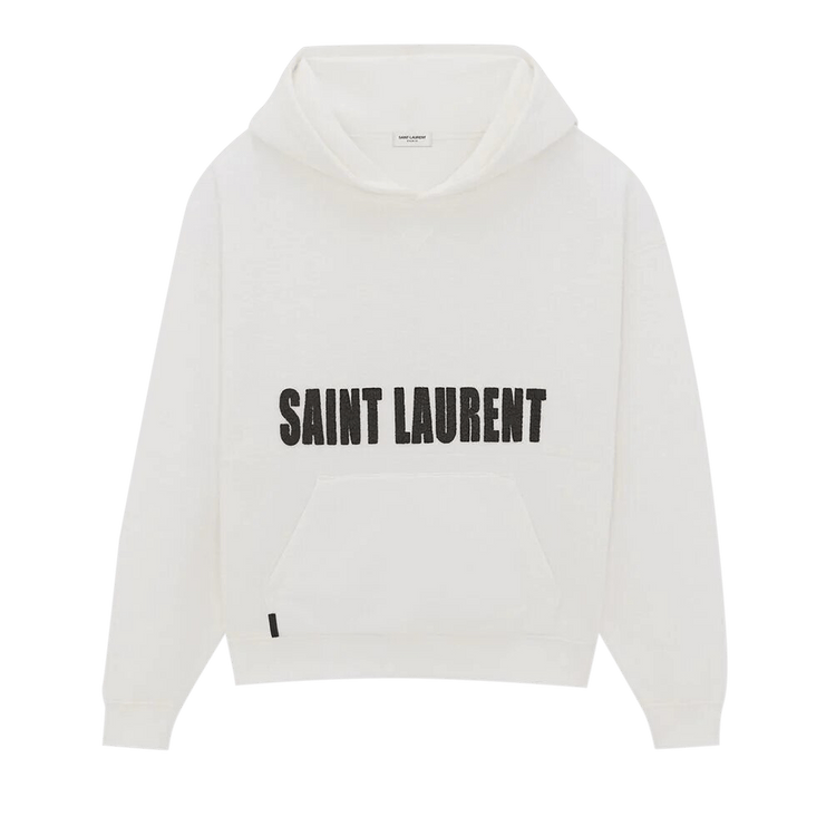 Saint Laurent Logo Print Hooded Sweatshirt "Natural/Black"