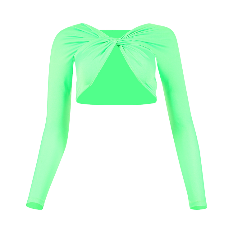 Coperni Woven Cropped Draped Top "Neon Green"