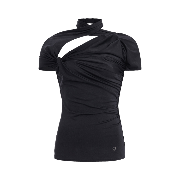 Coperni Asymmetric Draped Jersey Top "Black"
