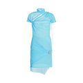 Coperni Asymmetric Draped Mesh Dress "Azur"