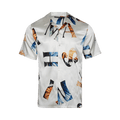 Nahmias Alphabet Silk Short-Sleeve Button Down "White"