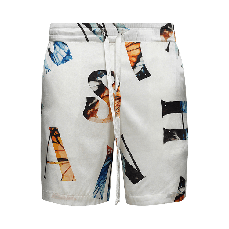 Nahmias Alphabet Silk Shorts "White"