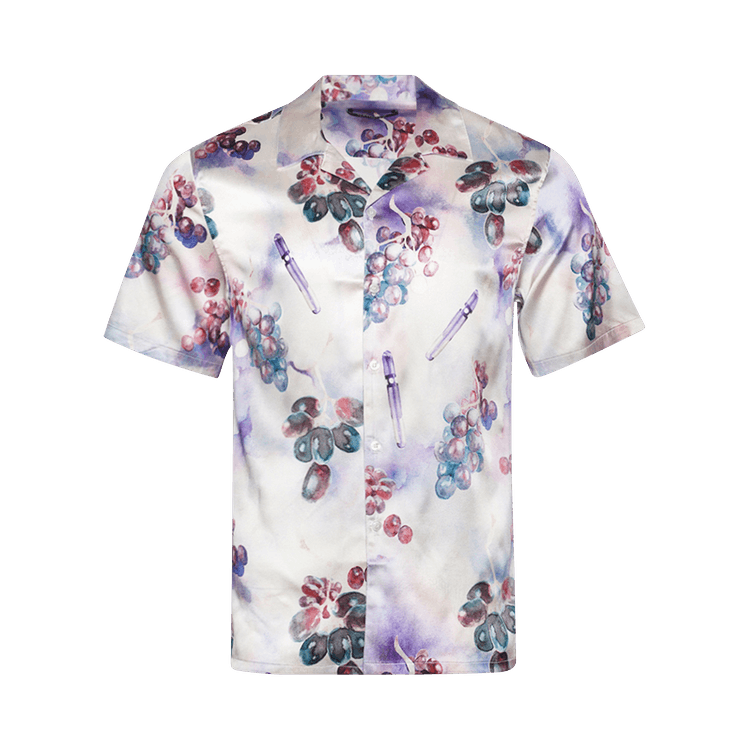 Nahmias Silk Short-Sleeve Button Down "Grape Print"