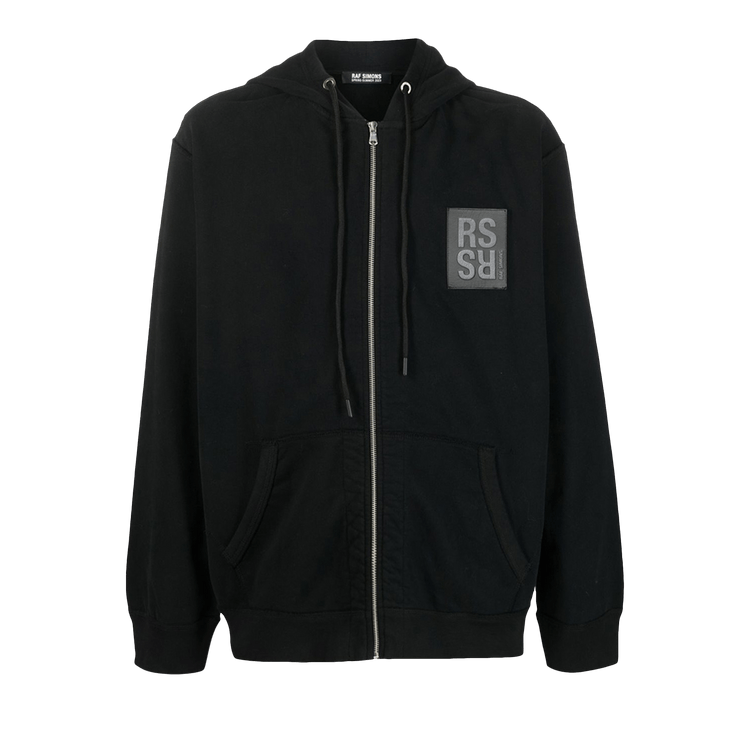 Raf Simons Zipped Hoodie With RS Hand Signs On Sleeves "Black"